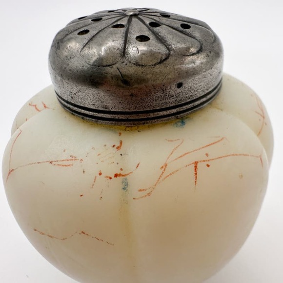 Antique Mount Washington Hand Painted Art Glass Melon Shaped Shaker c 1890 - Picture 5 of 12